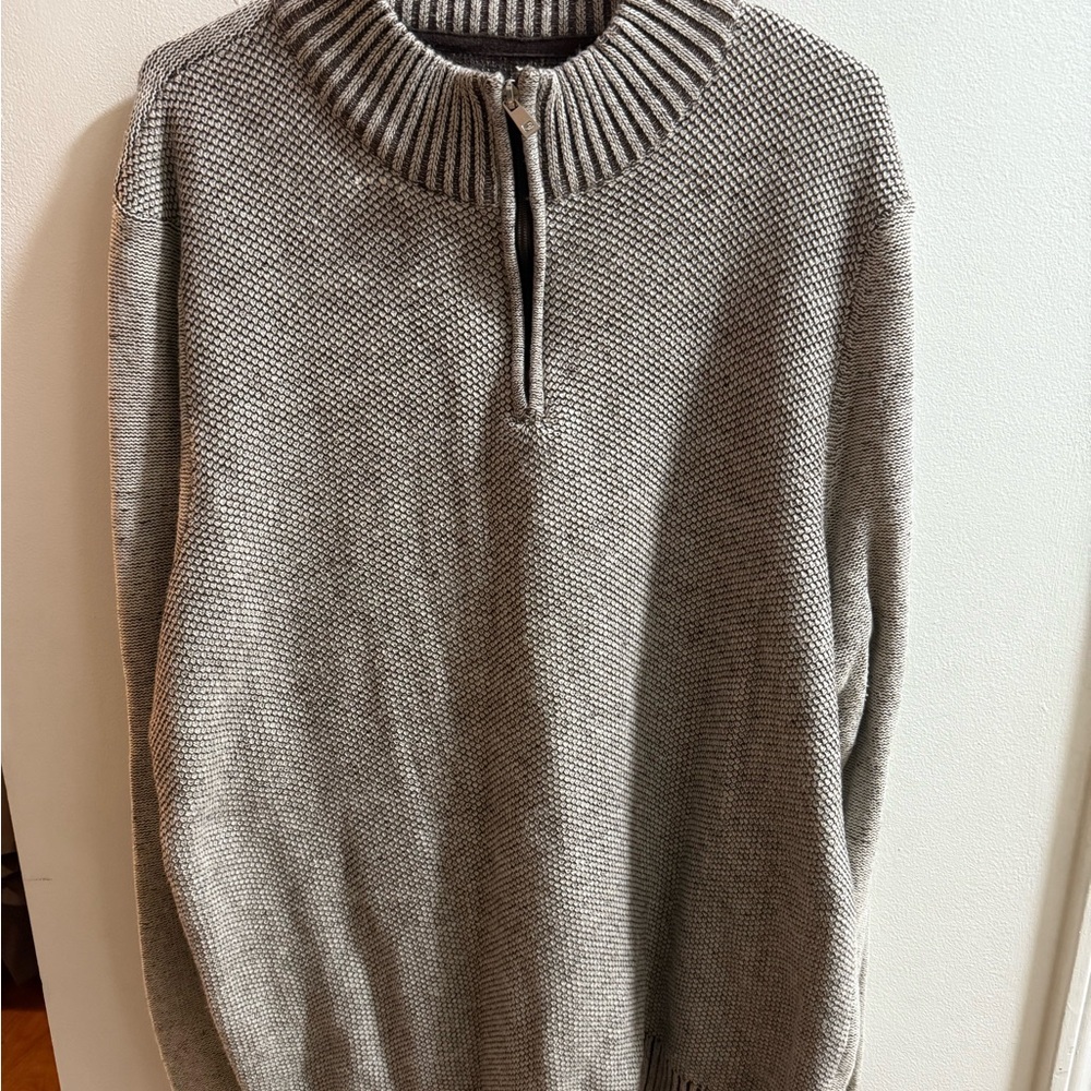 Urban Pipeline Mens XXL Quarter Zip Pullover Sweater Marled Grey Brown Textured